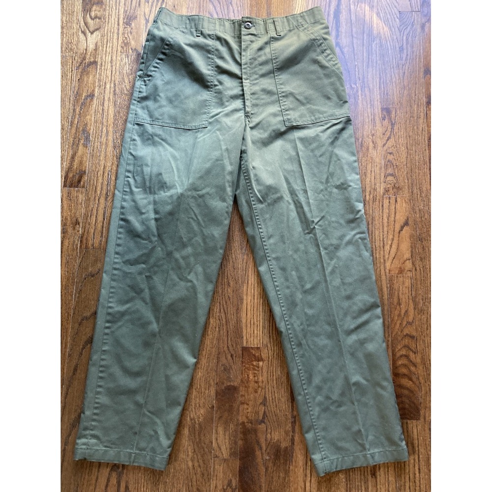 Vintage 70s OG 507 Pants Mens Fits 36x32 Green Vietnam Trousers Fatigues Baker
